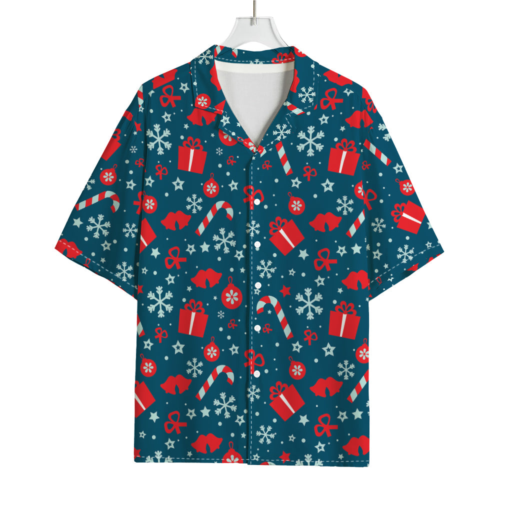 Christmas Holiday Elements Pattern Print Rayon Hawaiian Shirt