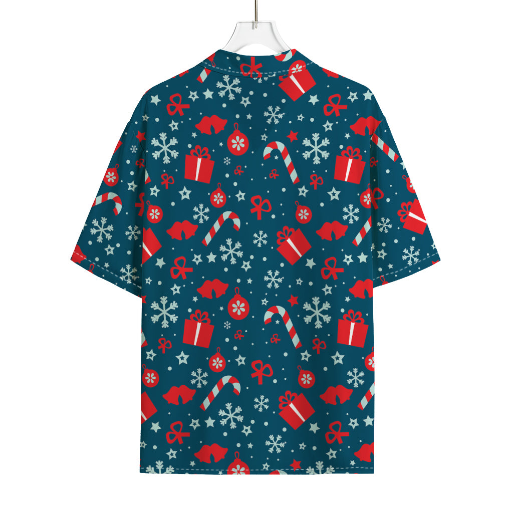 Christmas Holiday Elements Pattern Print Rayon Hawaiian Shirt
