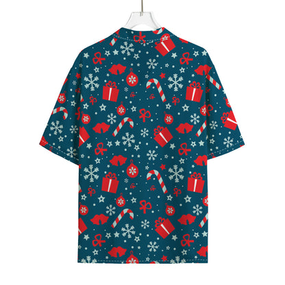 Christmas Holiday Elements Pattern Print Rayon Hawaiian Shirt