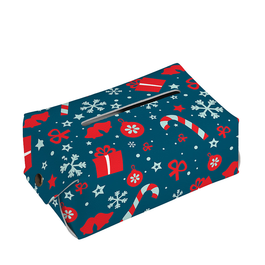 Christmas Holiday Elements Pattern Print Rectangle Tissue Box Cover