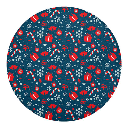 Christmas Holiday Elements Pattern Print Round Blanket
