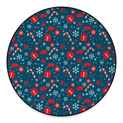 Christmas Holiday Elements Pattern Print Round Floor Mat