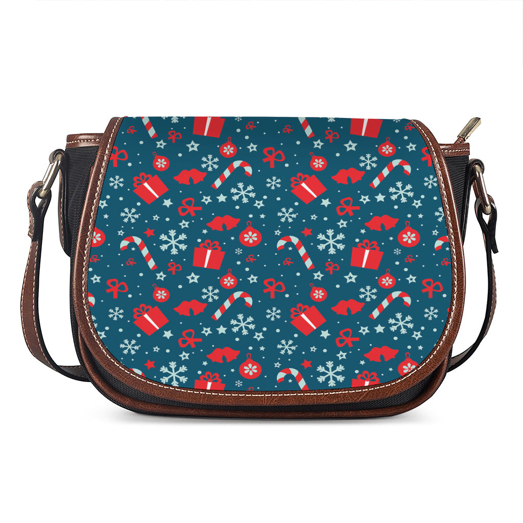 Christmas Holiday Elements Pattern Print Saddle Bag