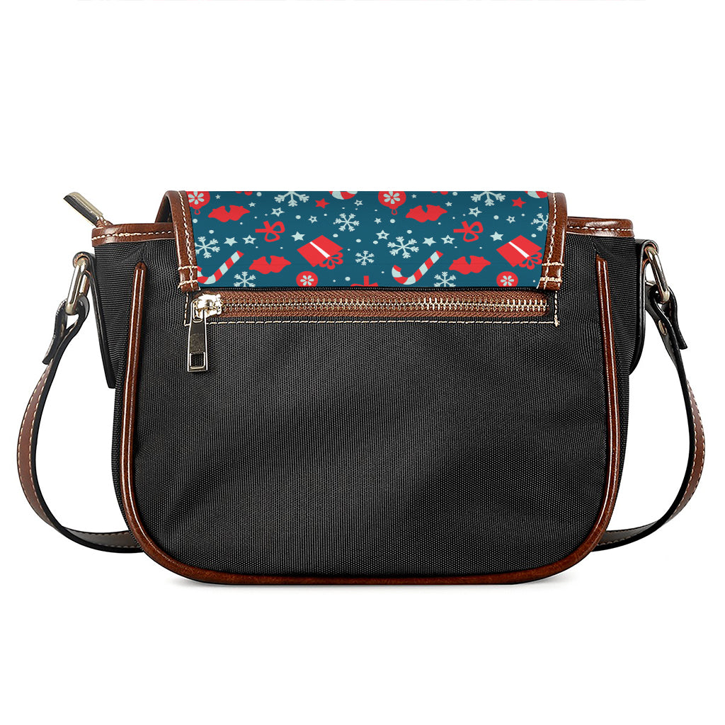Christmas Holiday Elements Pattern Print Saddle Bag