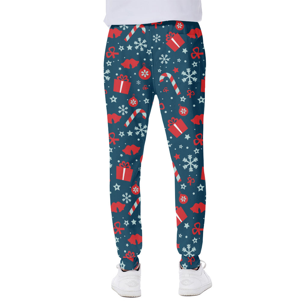 Christmas Holiday Elements Pattern Print Scuba Joggers