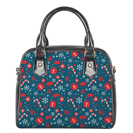 Christmas Holiday Elements Pattern Print Shoulder Handbag