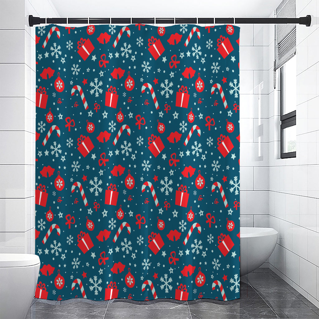 Christmas Holiday Elements Pattern Print Shower Curtain