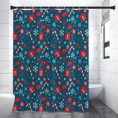 Christmas Holiday Elements Pattern Print Shower Curtain