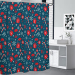 Christmas Holiday Elements Pattern Print Shower Curtain