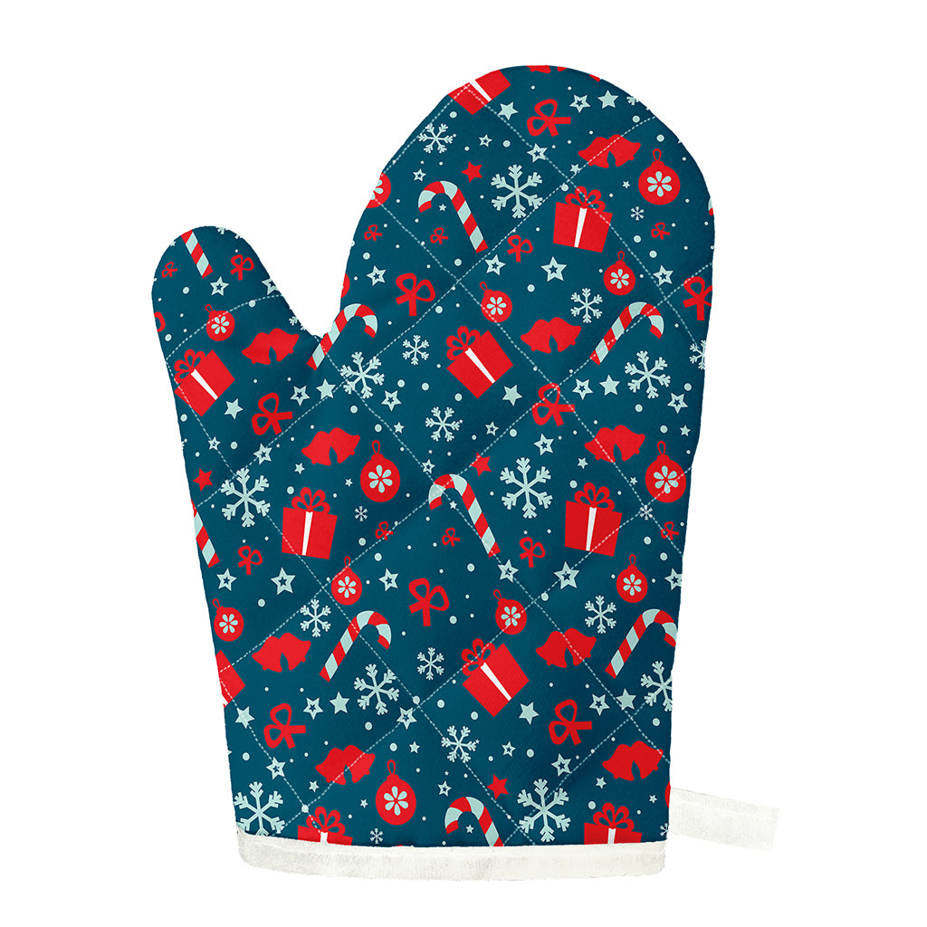 Christmas Holiday Elements Pattern Print Single Oven Mitt