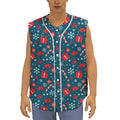 Christmas Holiday Elements Pattern Print Sleeveless Baseball Jersey
