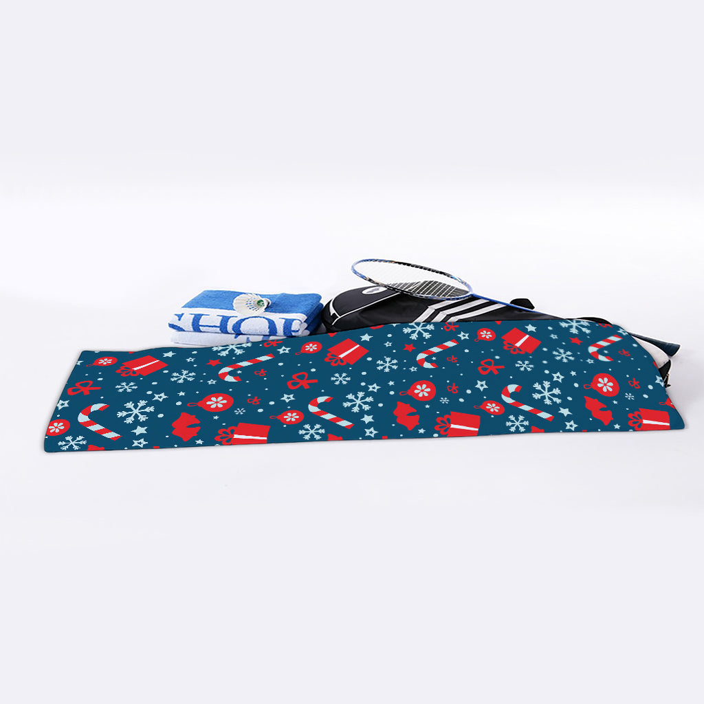 Christmas Holiday Elements Pattern Print Sports Towel