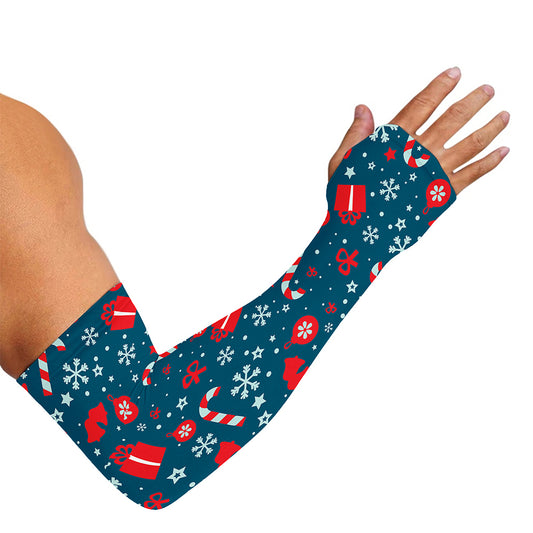 Christmas Holiday Elements Pattern Print Sun Protection Arm Sleeves
