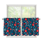 Christmas Holiday Elements Pattern Print Tier Curtains