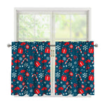 Christmas Holiday Elements Pattern Print Tier Curtains