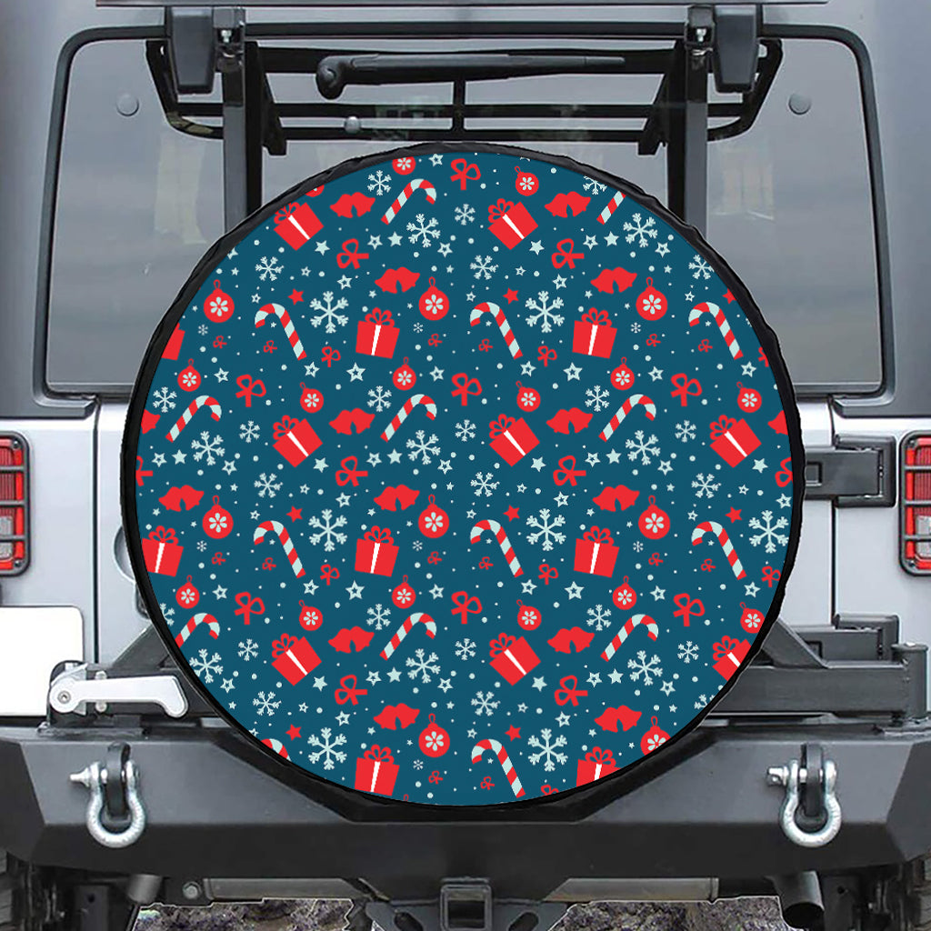 Christmas Holiday Elements Pattern Print Tire Cover