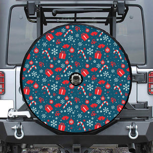 Christmas Holiday Elements Pattern Print Tire Cover With Camera Hole