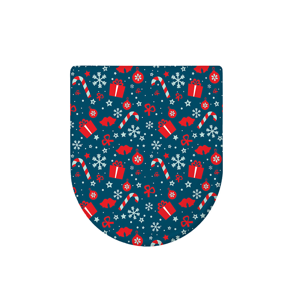 Christmas Holiday Elements Pattern Print Toilet Lid Cover