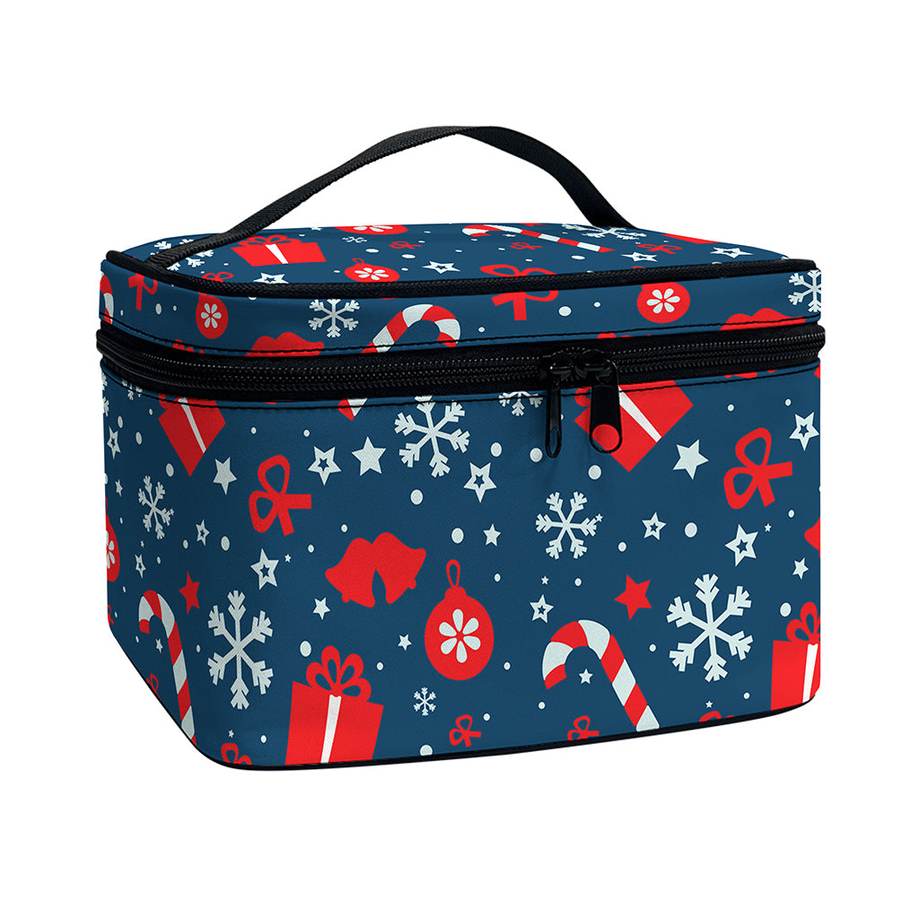 Christmas Holiday Elements Pattern Print Travel Makeup Bag