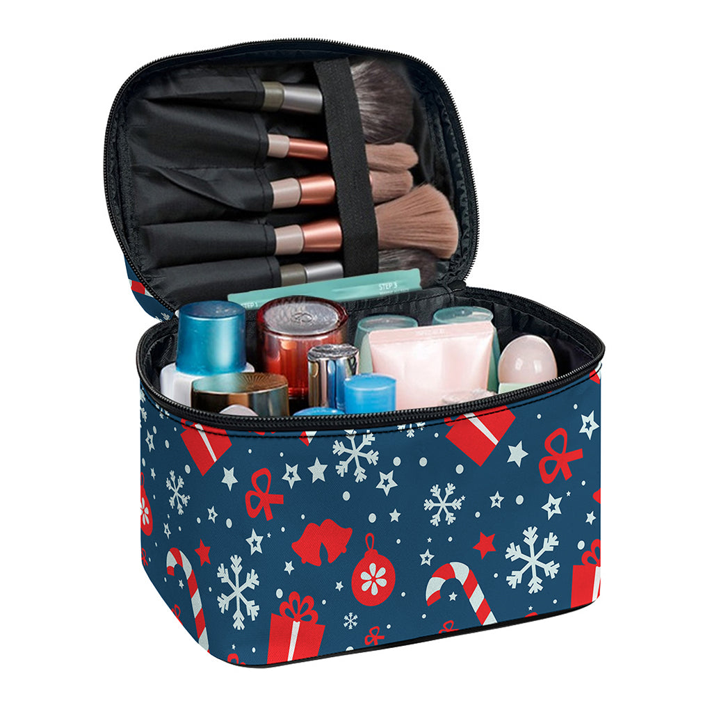 Christmas Holiday Elements Pattern Print Travel Makeup Bag