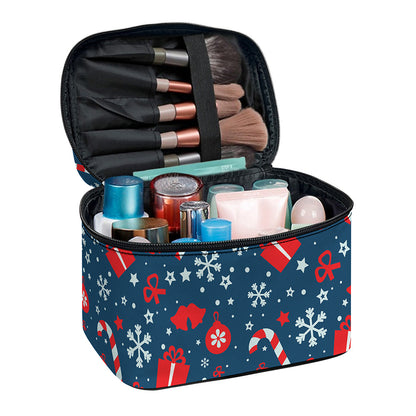 Christmas Holiday Elements Pattern Print Travel Makeup Bag