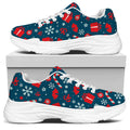 Christmas Holiday Elements Pattern Print White Chunky Shoes