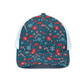 Christmas Holiday Elements Pattern Print White Mesh Trucker Hat