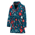 Christmas Holiday Elements Pattern Print Women's Bathrobe