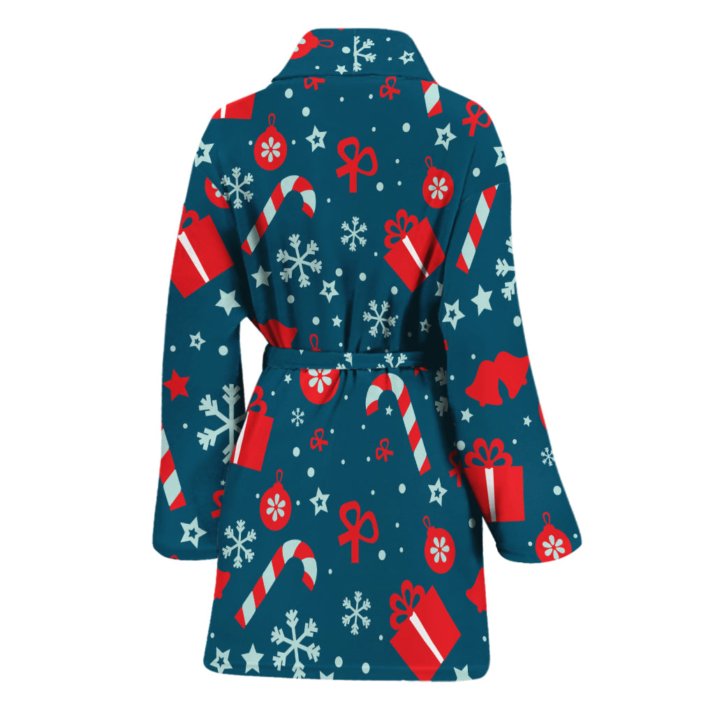 Christmas Holiday Elements Pattern Print Women's Bathrobe