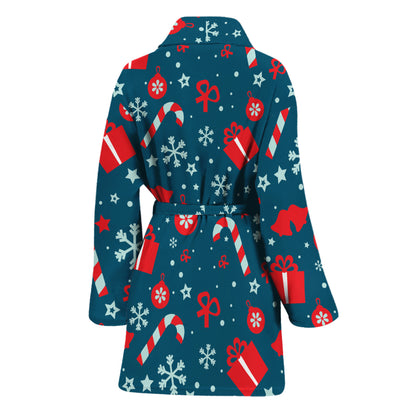 Christmas Holiday Elements Pattern Print Women's Bathrobe