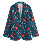Christmas Holiday Elements Pattern Print Women's Blazer