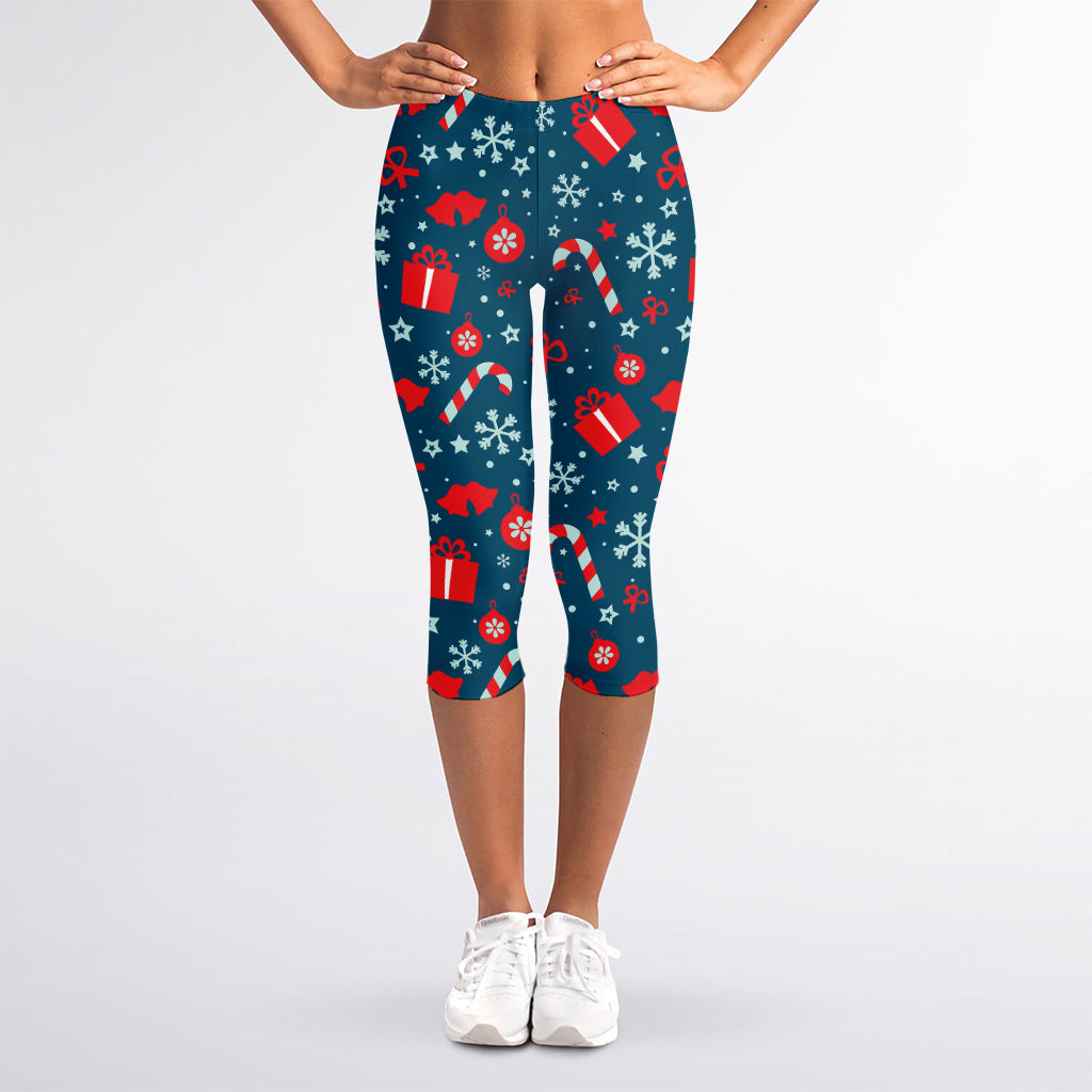 Christmas Holiday Elements Pattern Print Women's Capri Leggings