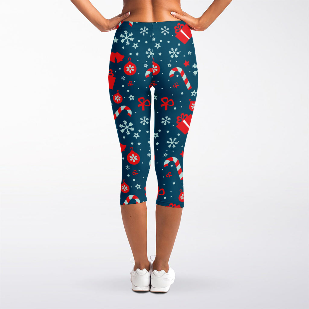Christmas Holiday Elements Pattern Print Women's Capri Leggings
