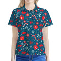 Christmas Holiday Elements Pattern Print Women's Polo Shirt