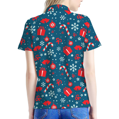Christmas Holiday Elements Pattern Print Women's Polo Shirt
