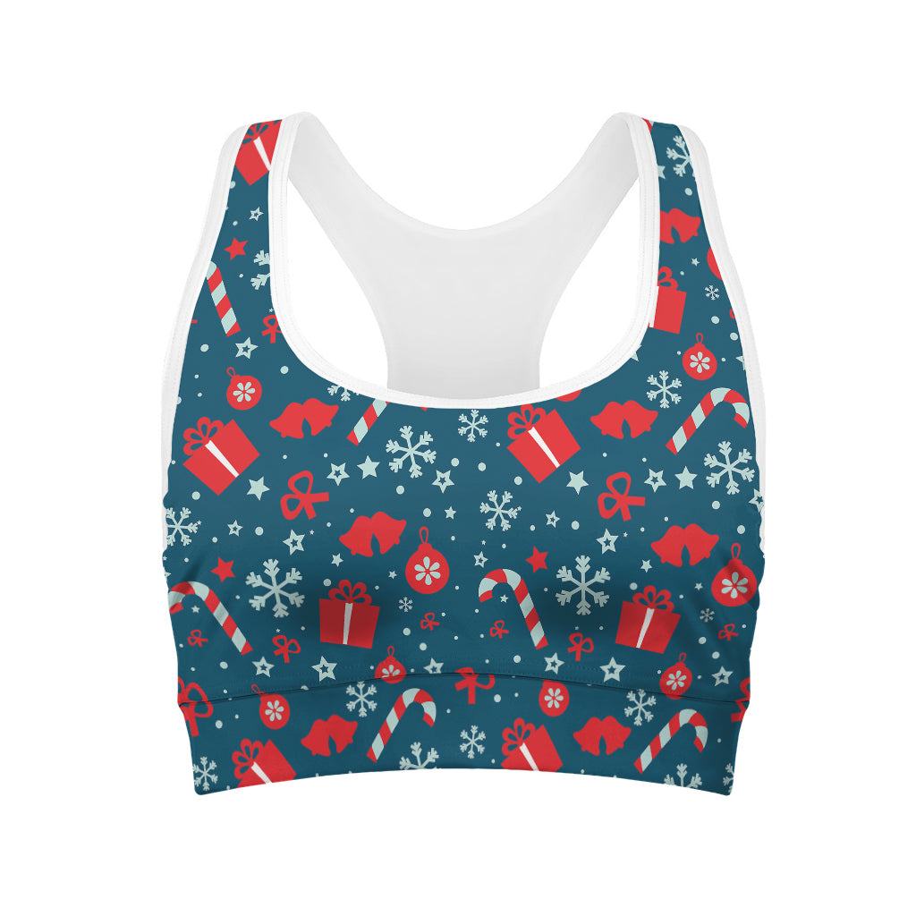 Christmas Holiday Elements Pattern Print Women's Sports Bra