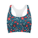Christmas Holiday Elements Pattern Print Women's Sports Bra