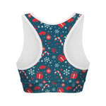 Christmas Holiday Elements Pattern Print Women's Sports Bra