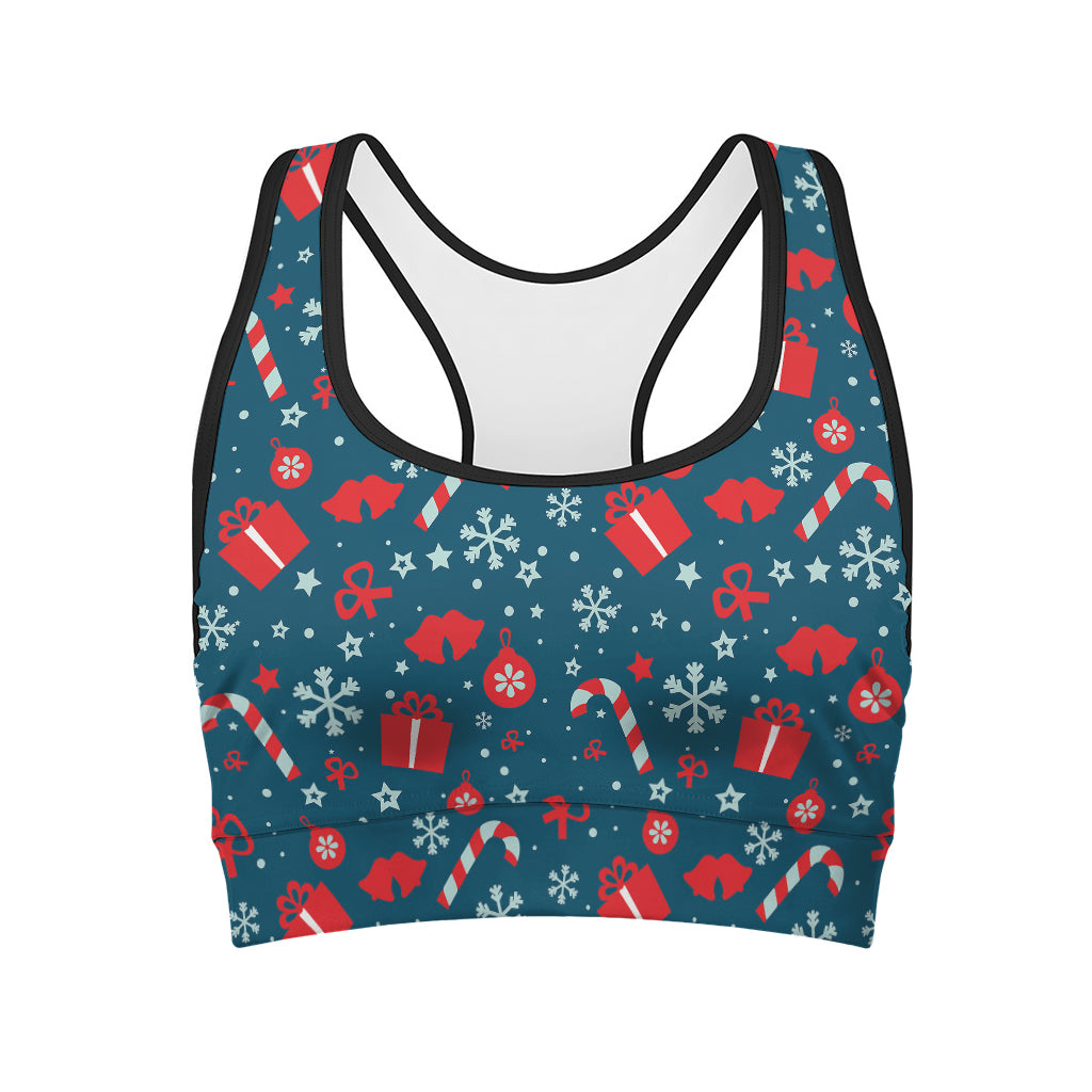 Christmas Holiday Elements Pattern Print Women's Sports Bra