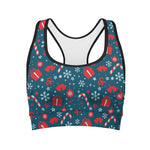 Christmas Holiday Elements Pattern Print Women's Sports Bra