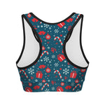 Christmas Holiday Elements Pattern Print Women's Sports Bra