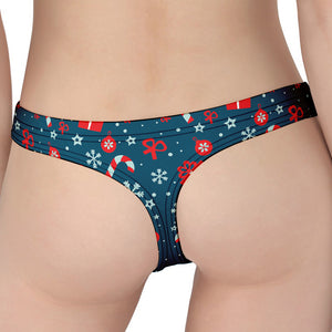 Christmas Holiday Elements Pattern Print Women's Thong