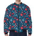 Christmas Holiday Elements Pattern Print Zip Sleeve Bomber Jacket