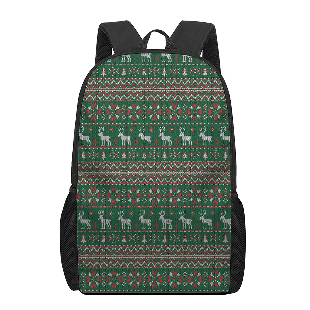 Christmas Holiday Knitted Pattern Print 17 Inch Backpack