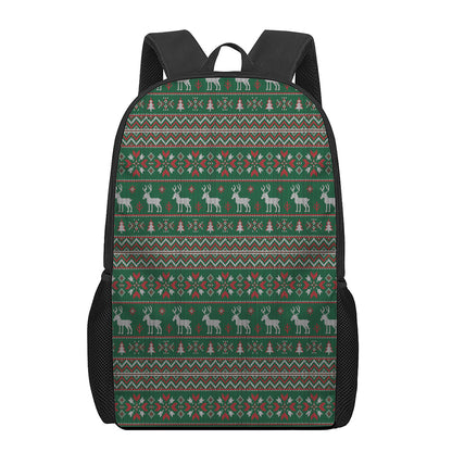Christmas Holiday Knitted Pattern Print 17 Inch Backpack