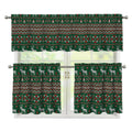 Christmas Holiday Knitted Pattern Print 3 Piece Kitchen Curtains