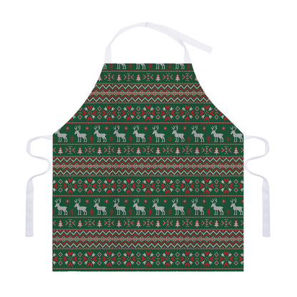 Christmas Holiday Knitted Pattern Print Adjustable Apron