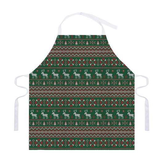 Christmas Holiday Knitted Pattern Print Adjustable Apron