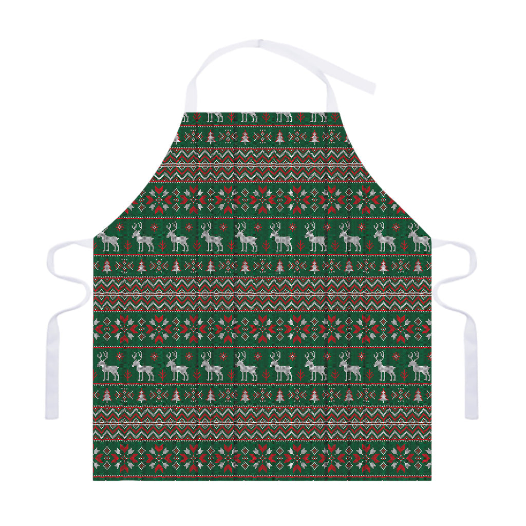 Christmas Holiday Knitted Pattern Print Adjustable Apron