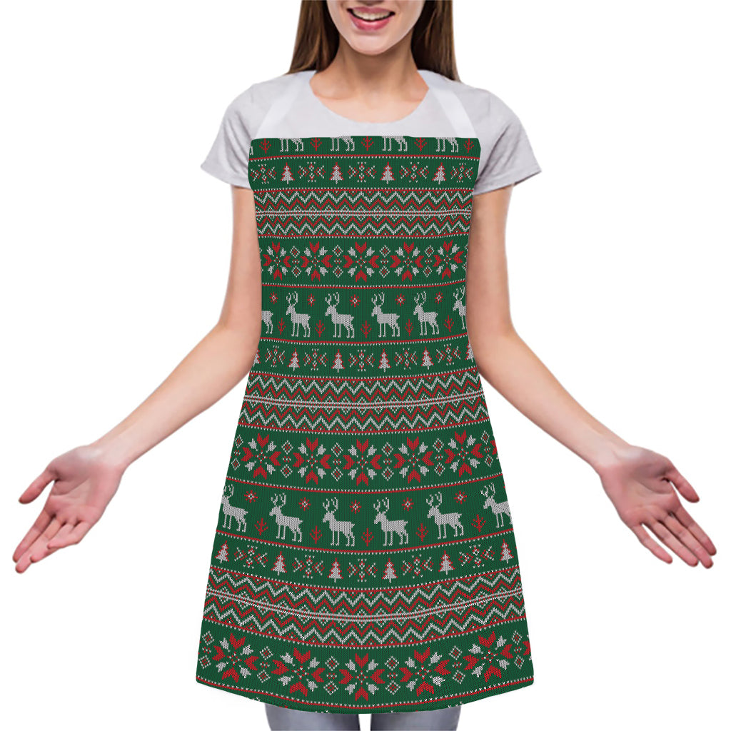 Christmas Holiday Knitted Pattern Print Adjustable Apron